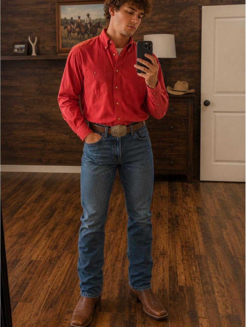 Southern Proper Men's Red and Blue Shirt